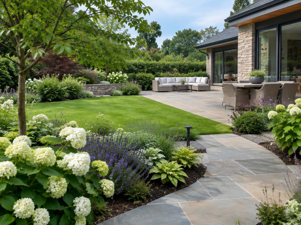 Patio, planting & garden design — generated concept image
